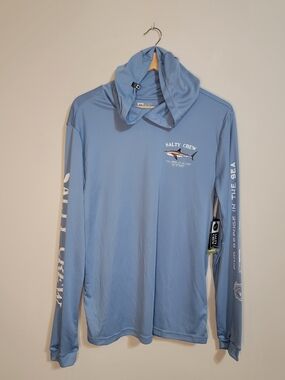 Salty Crew Sky Blue Hooded Performance Top
